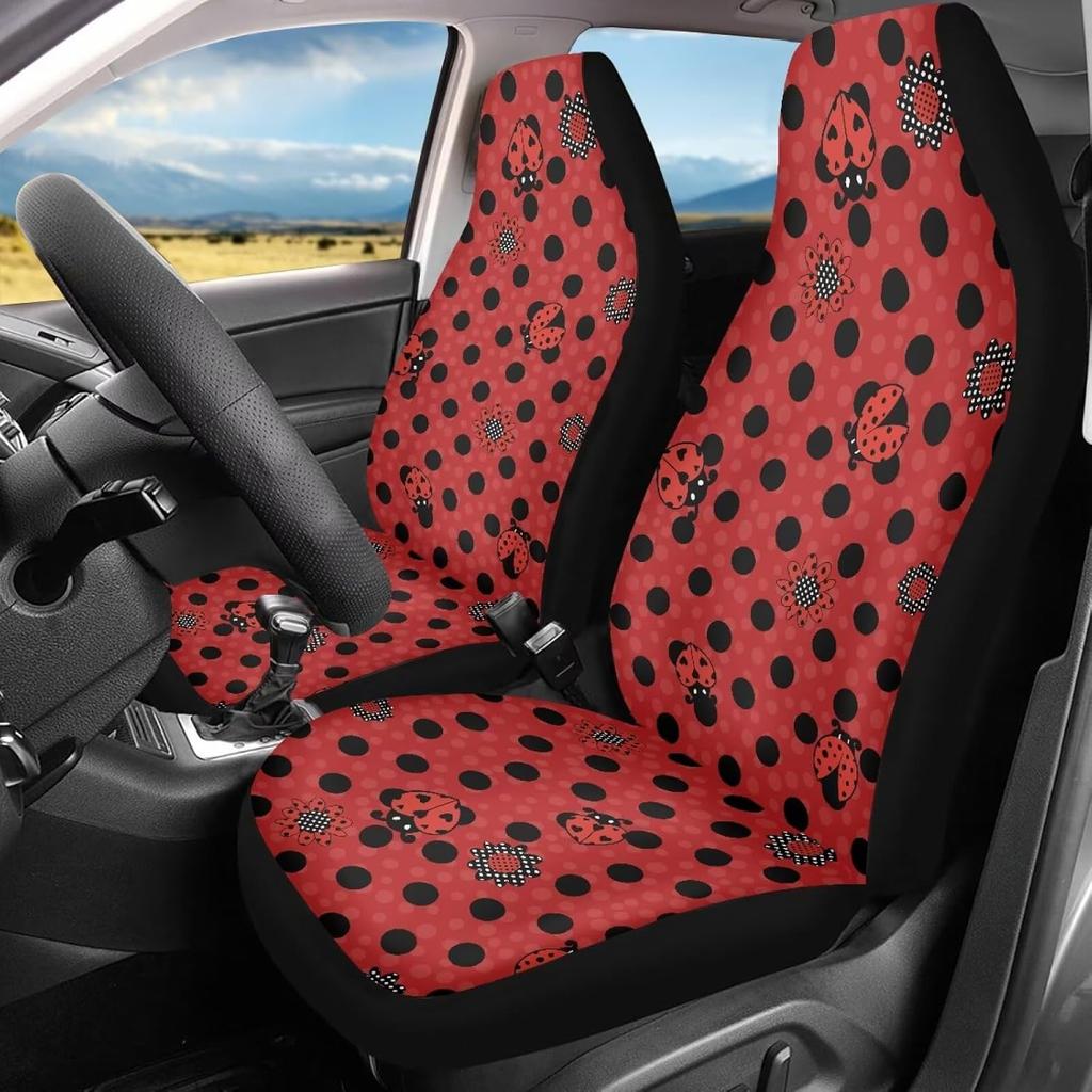 Bulopur Black Boho Floral Car Seat Covers Front Seats Only for Women Men Seat Covers w/Organizer Pocket for Cars SUV Truck Sedan