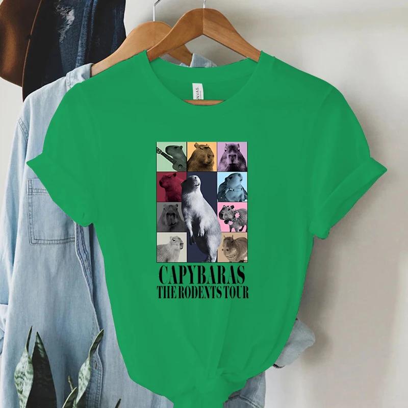 Funny Capybara Womens TShirt The Rodents Eras Tour Meme Graphic T Shirt Tops Summer Vintage Fashion Short Sleeve Women Tshirt