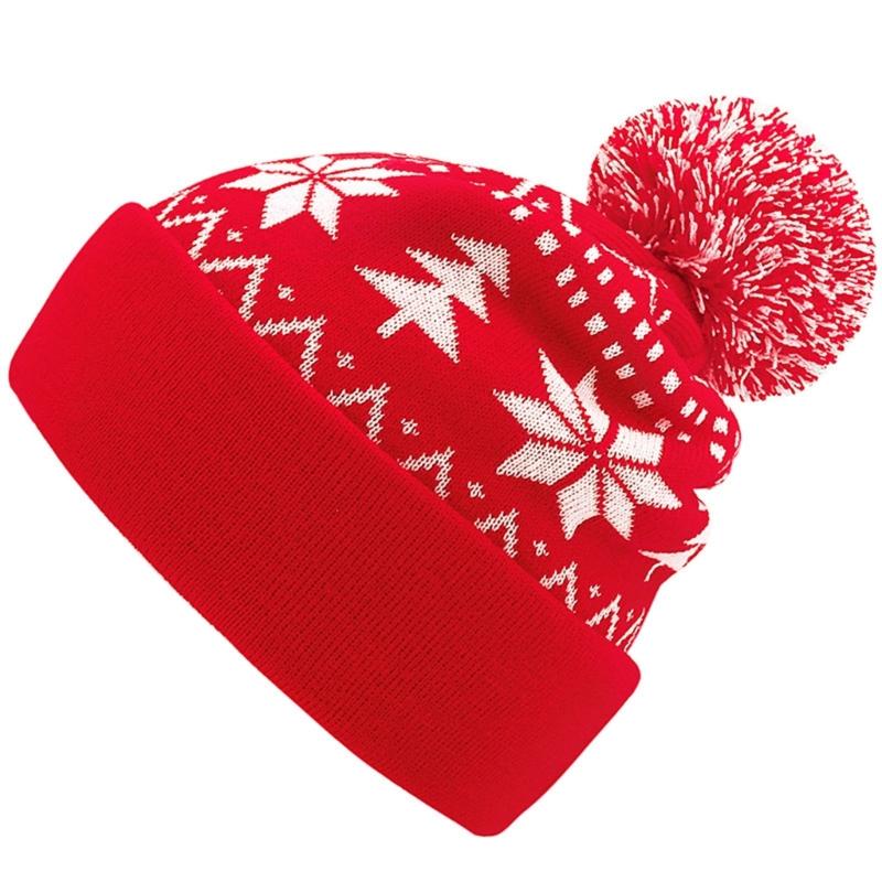 

Adult Knitted Jacquard Snowflake Pattern Hat Cute Students Outdoor Cycling Skiing Hat Cold Christmas Keep Warm Hat