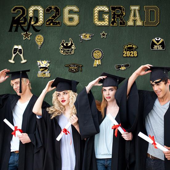Graduation Party Car Decor 2026 Magnetic Decals Waterproof Magnets Celebration Fade-Resistant Reusable for Vehicles Fridge