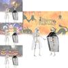 Festive Halloween Skeleton Couple Decorative Props Realistic Plastic Bride Groom Design 21x10cm