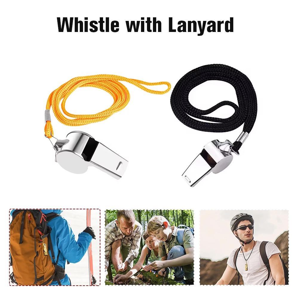 Metal Whistle with Rope Professional Soccer Referee Extra Loud Whistle for Football Basketball Sports Training Outdoor Survival