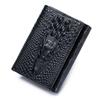LAOSHIZI Vintage Men's Genuine Leather Crocodile-Embossed Wallet RFID Blocking Multi-Card Slots Photo Insert