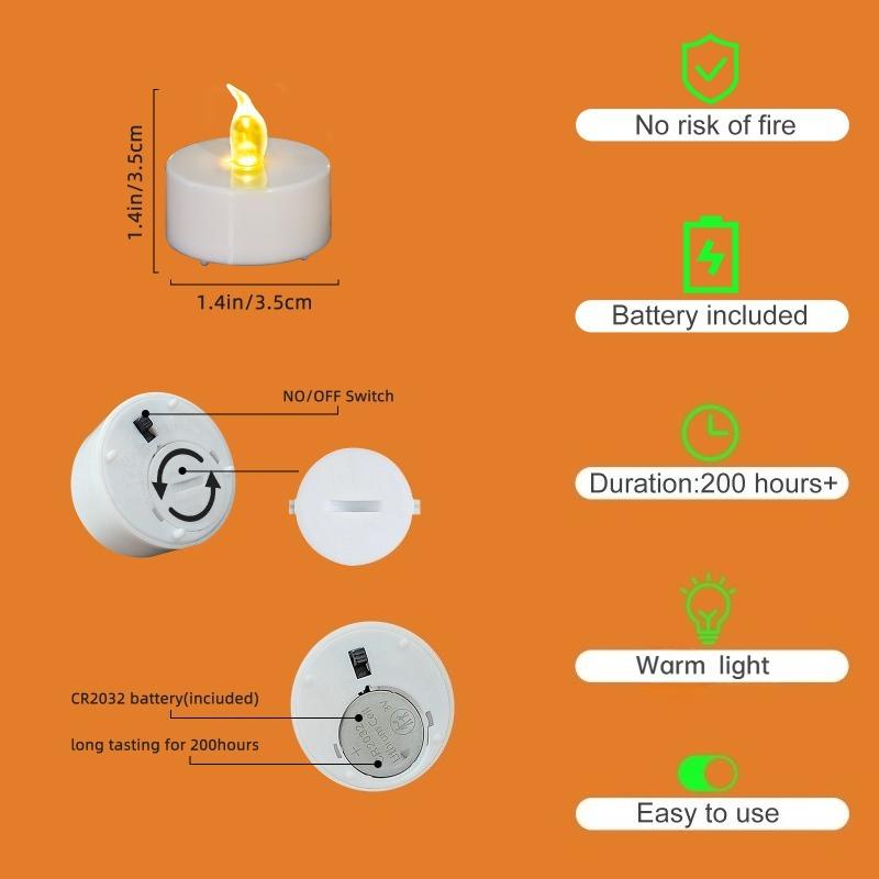 1/12 Pack LED-Teelichter, Flackerndes Warmweißes Licht, Batteriebetrieben Romantische Verlobungsdekoration LED-Teekerzen