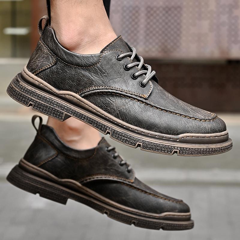 Handmade Retro Genuine Leather Men Shoes Comfortable Casual Leather Shoes Moccasins Man Flats Shoes