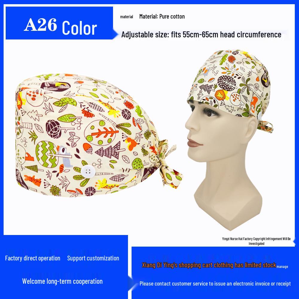 Pure Cotton Printed Surgical Cap for Nurses and Doctors