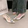 2026 New Fashion High Heel Shoes Women  Pointed Toe Shoes Dresses Sandals Summer Women Elegant Sex Appeal Rhinestone Sandal