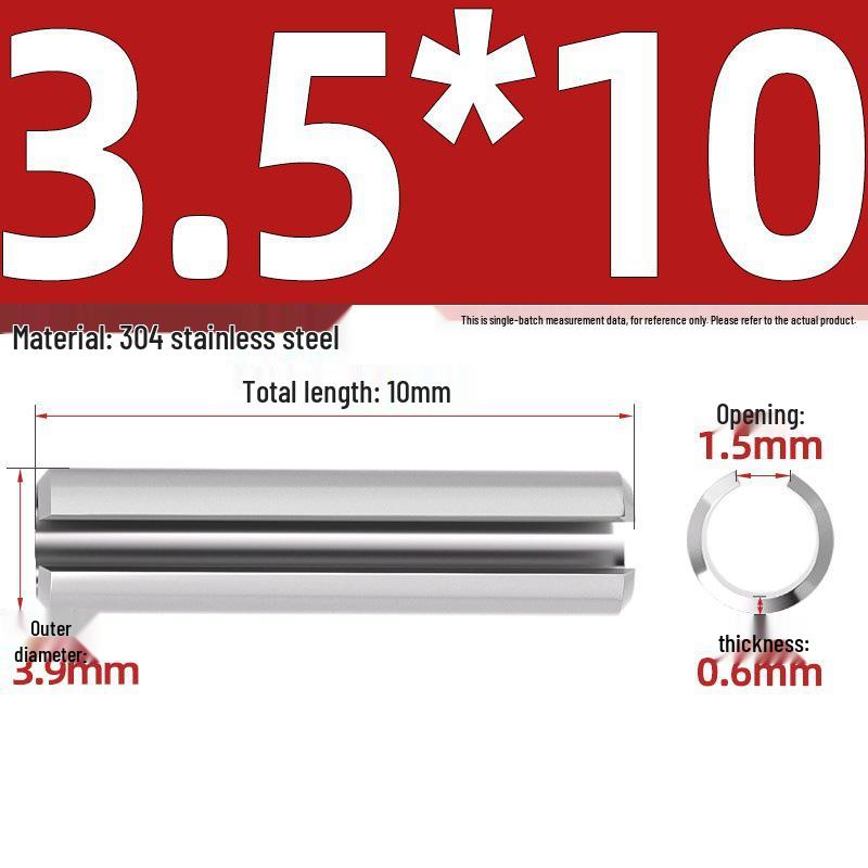 304 Stainless Steel Slotted Spring Pin, Cylindrical Shaft Pin, Locating and Hollow Pin (M5-M12)