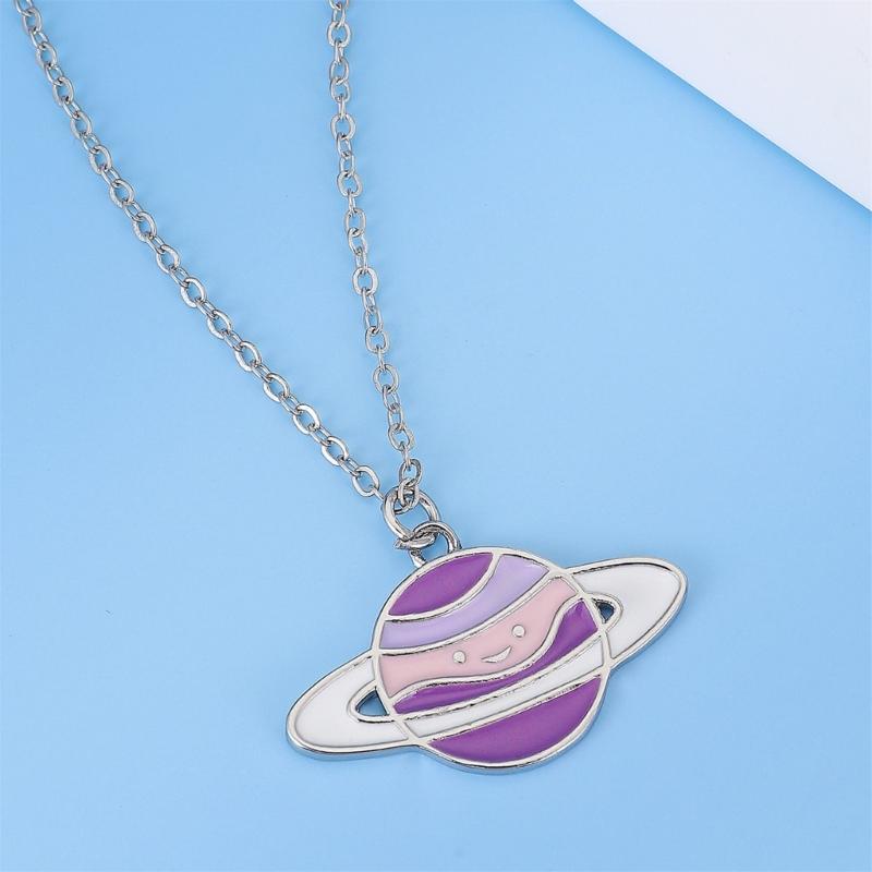 Hip Hop Style Collarbone Chain Planet Pendant Necklace Fashionable and Trendy Neckchain Jewelry Neck Chain Accessories