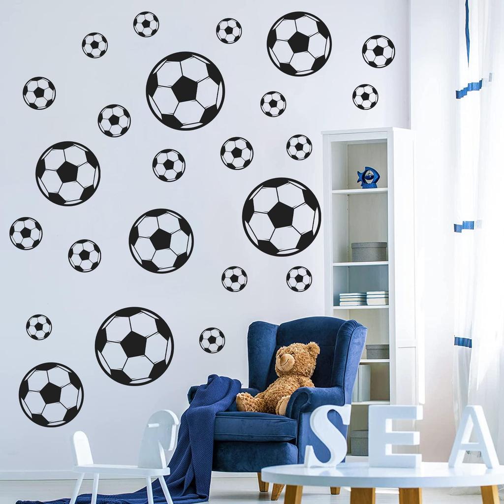 Cartoon Football Wall Stickers for Kids' Rooms, Nursery, and Dorms - Home Decor, Self-Adhesive