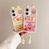 KEYSION Cute Ear 3D Cartoon Case for VIVO Y03 Y03t with Bracelet Soft Silicone Shockproof Phone Cover for VIVO Y18 Y28s 5G