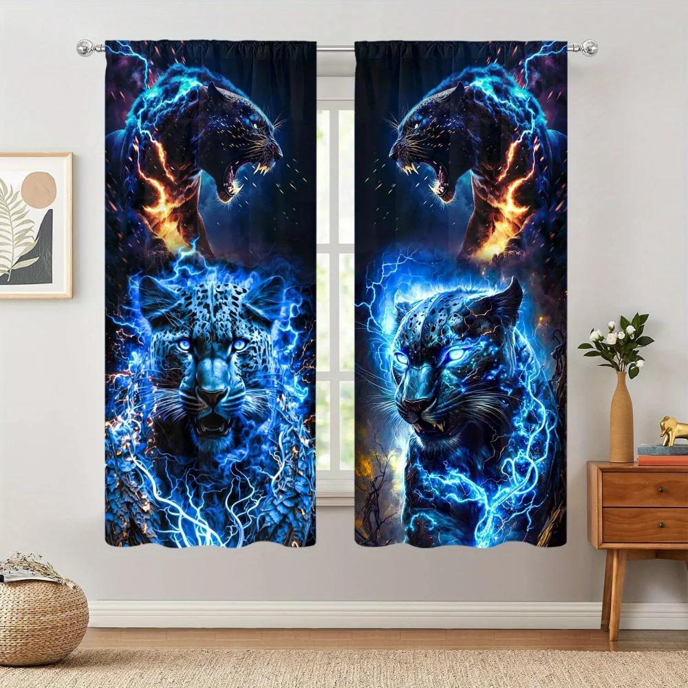 Drachen Wilder Wolf Tiger Tier Vorhänge Jalousien Perfekt für Familienzimmer Kinderzimmer Badezimmer Küche Büro Tür Heimdekoration