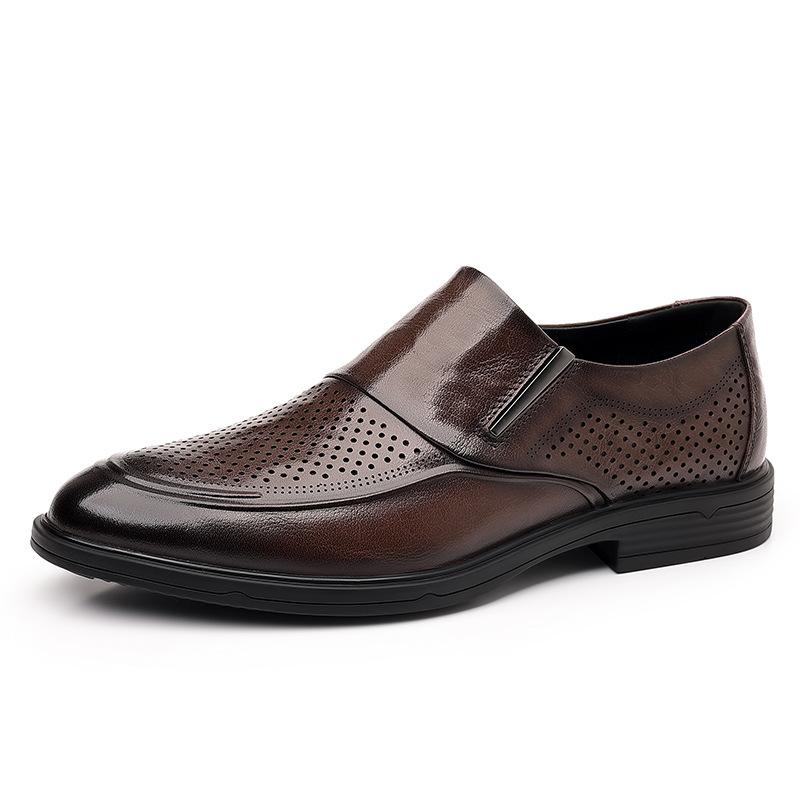 

Летние новые мужские туфли из кожи с перфорацией и дышащие, деловые, в британском стиле, корейская версия, рабочие туфли, повседневная модная обувь 2025 44