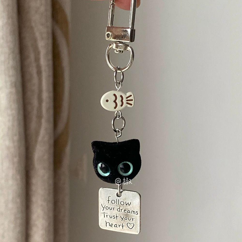 Cellphone Lanyard Y2K Phone Charms Bag Decorative Mobile Phone Chain Black Cat Pendant  Backpack