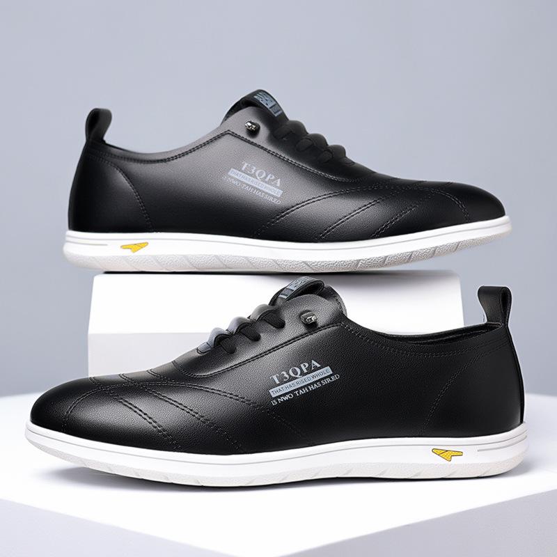 New Round Head Men's Casual Shoes Business Trendy Men's Cow Single Shoes Little White Shoes Leather Shoes Factory Direct Sales 9173