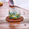 Creative Double-Layer High Borosilicate Glass Cup with Real Dried Flowers, Ideal for Milk or Juice
