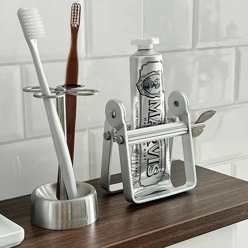 Stainless Steel Toothbrush Stand Toothpaste Holder Home Storage Organizer Kitchen Rack Bathroom Accessories Lazy Tube Squeezer