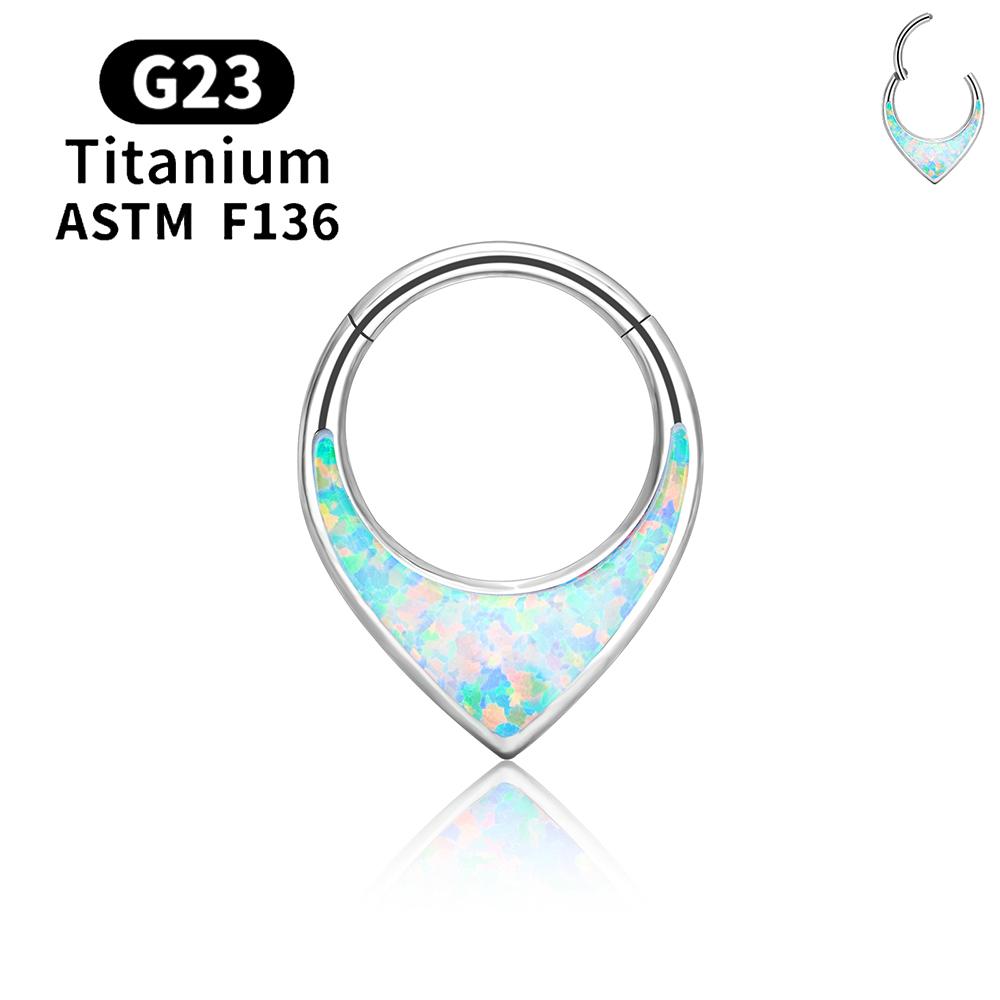 G23 Titanium Mirror Moon Waterdrop Nose Ring Septum Piercing Clicker 16G Segment Tragus Cartilage Daith Hoop Earrings Jewelry 16G 1.2x8mm