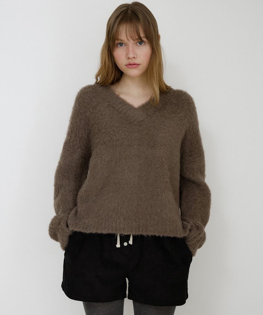 LETTERA Alpaca Wool V-Neck Knit_2Color