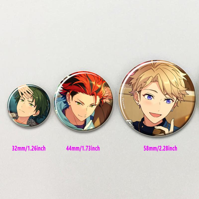 32/44/58mm Ensemble Stars Idol Brooch Round Cartoon Cosplay Badge Akehoshi Yuuki Fushimi Narukami Lapel Pins for Backpack Gift Accessory