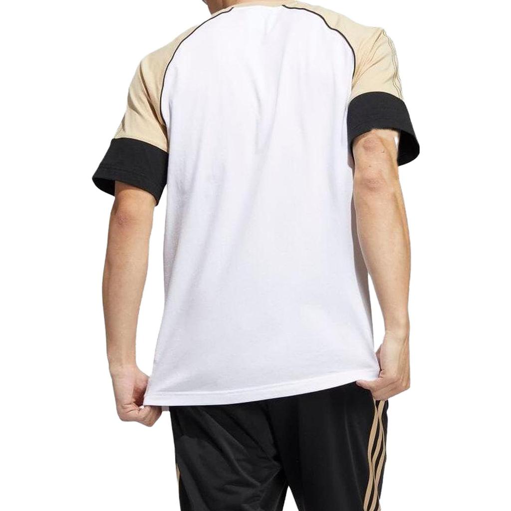 adidas Originals Color Block Pattern Printed Crew Neck Short Sleeve T-Shirt Men Tops White HI3018