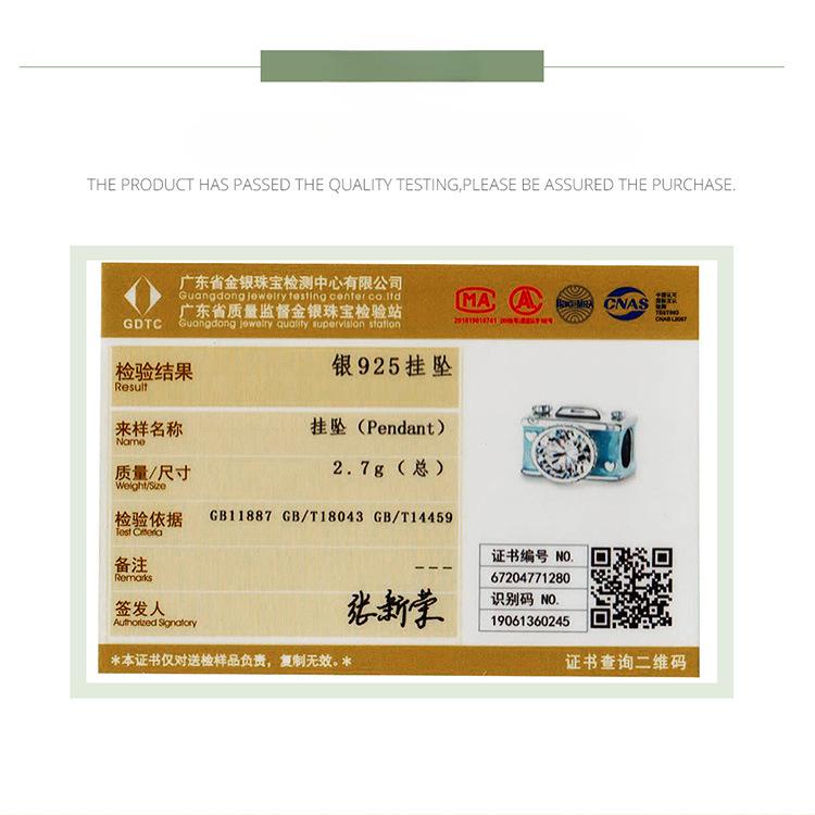 Camera S925 Sterling Silver Beads, Record Life Diamond-Set Diy Beads Bsc264