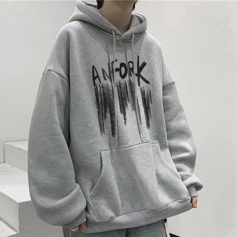 Hong Kong Style Men's Loose Hooded Sweatshirt - Spring/Autumn Trendy Niche Design, Skin-friendly Fabric