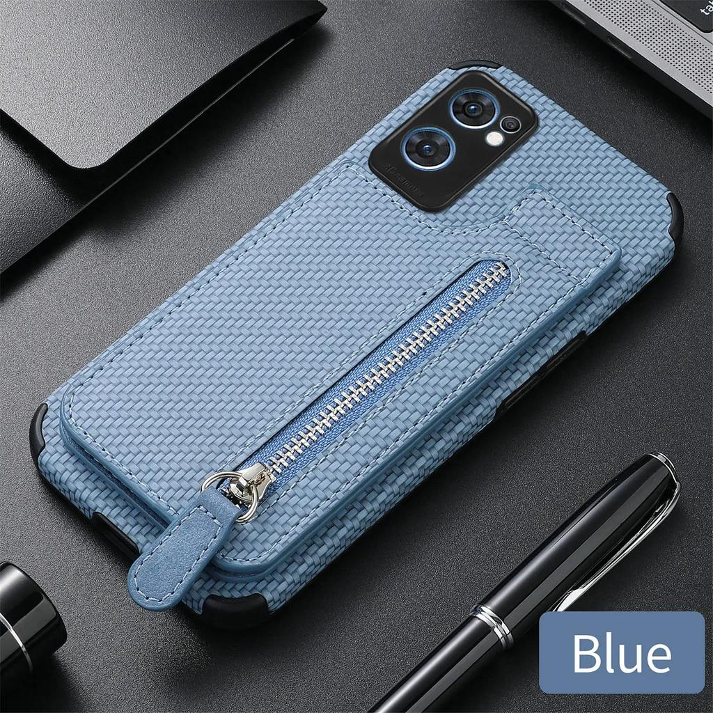 Zipper Magnetic Cards Holder Case For OPPO A38 A79 A58 A97 A78 A72 A74 A93 A94 A16 A57 A52 A54 Card Slot Flip Wallet Back Cover