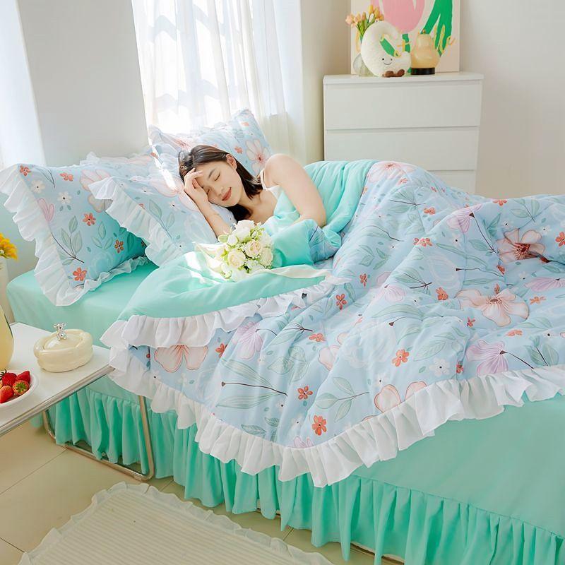 Cool Lace Washed Cotton Air Conditioning Sheets Double Sheets Thin Blankets