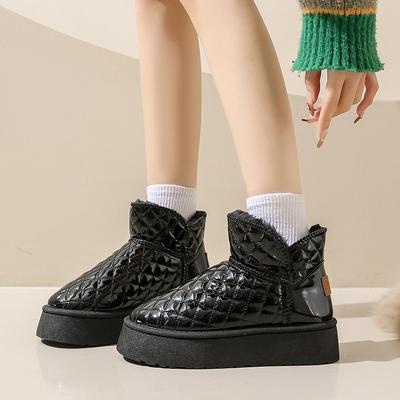 Heightened Thick-soled Snow Boots for Women 2025 Waterproof Winter New Popular Non-slip Thickened Leather Velvet Warm Cotton Shoes