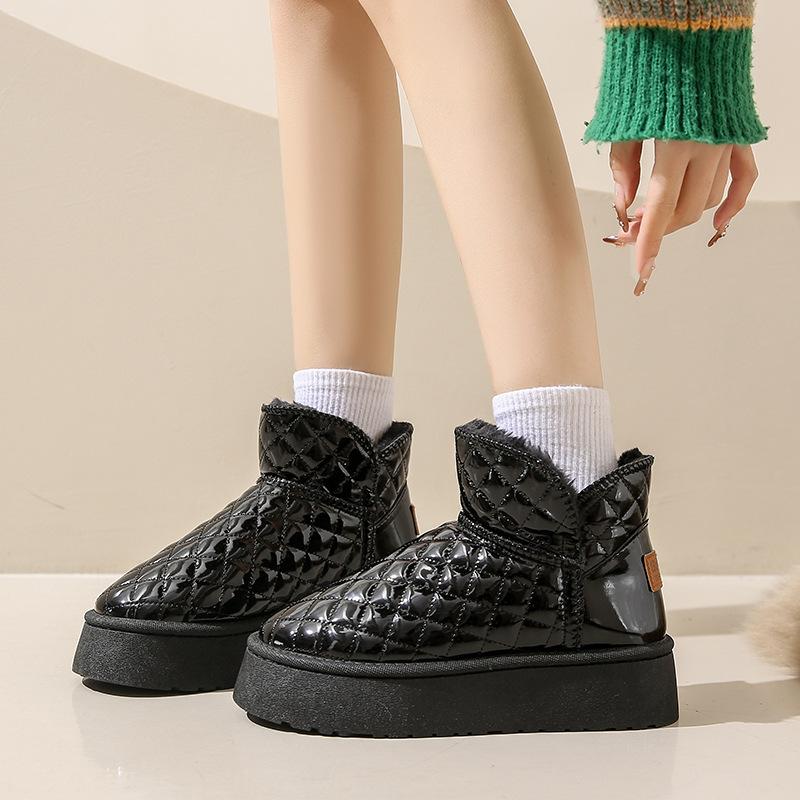 Heightened Thick-soled Snow Boots for Women 2025 Waterproof Winter New Popular Non-slip Thickened Leather Velvet Warm Cotton Shoes