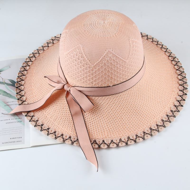 Hat Women's Summer Sun Protection Visor Lafite Straw Hat Fashion Middle-aged and Elderly Mother Sun Hat Big Brim Bucket Hat