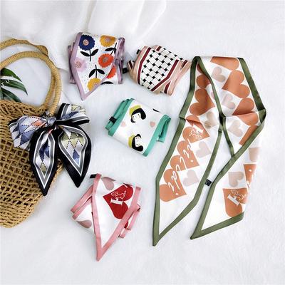 Double Sided Pointed Scarf For Women In Spring And Autumn Thin And Long Ribbon Wrist Bag Strap Versatile Decorative Small Scarf