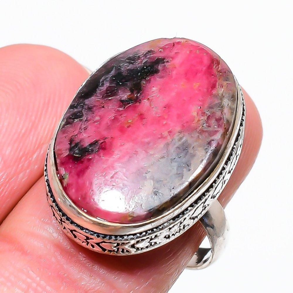 Rhodonite Gemstone 925 Sterling Silver Gift Jewelry Ring Size 7