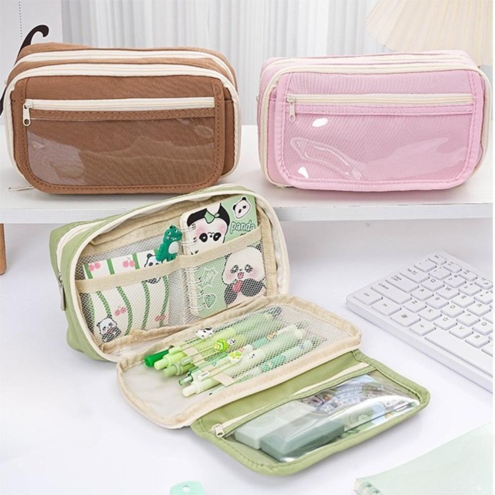 Large Capacity Pen Pouch Solid Color Pencil Case Fashion Pencil Bag  Back To School