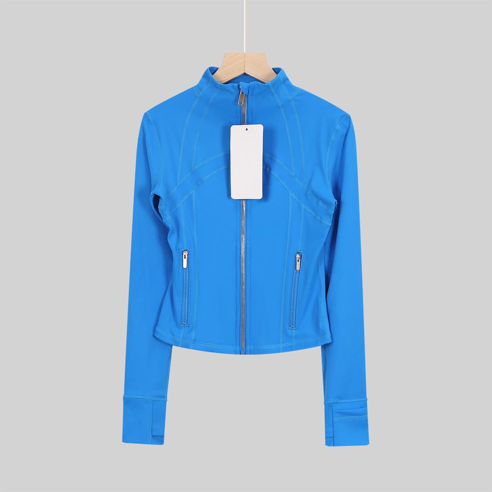 LULULACIE Women's Gold Zipper Stand-up Collar Slim Fit Sports Jacket