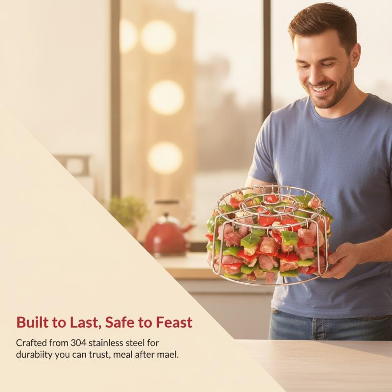 24 Skewer Air Fryer Grill Rack Household Oven Hanging Rack Stainless Steel Grilling Skewer Reusable Non-Stick Chef Tool