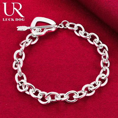 925 Sterling Silver Classic Round Chain Heart-shaped Arrow Buckle Bracelet Fashionable Wedding Jewelry