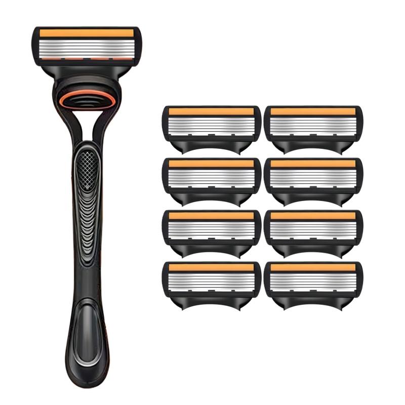 Shaver Men's Manual Razor Safety Razor 6-layer Stainless Steel Hair Removal Knife, Replaceable Razor Head, Razor Tools.