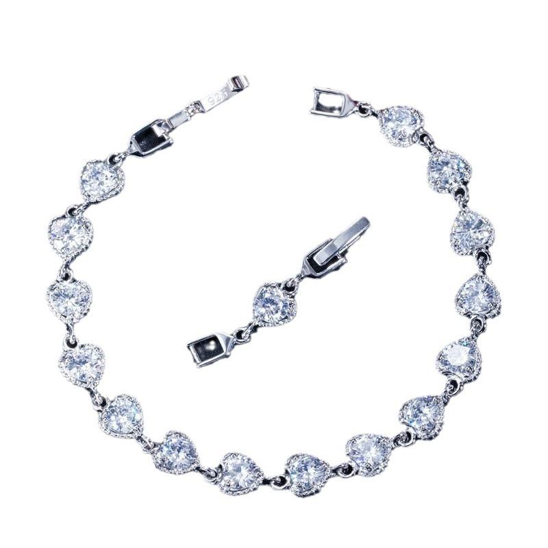 Braccialetto da Donna con Catena e Strass di Cristallo a Forma di Cuore per Gioielli Accessori Quotidiani da Festa