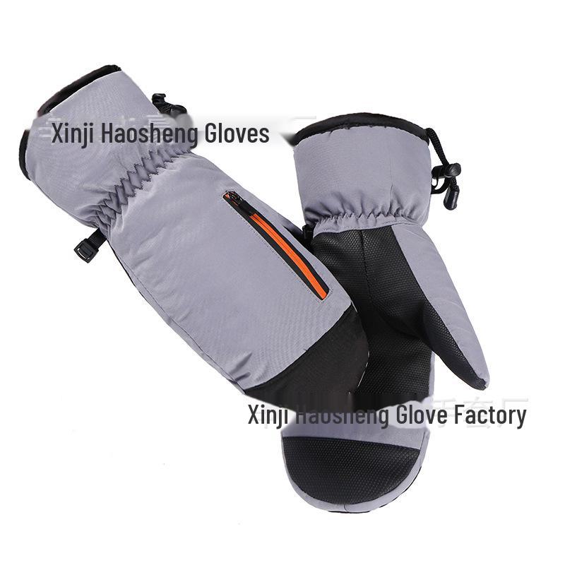 

Мужские зимние водонепроницаемые горнолыжные перчатки — теплые, ветрозащитные, нескользящие, из утолщенного хлопка для альпинизма на открытом воздухе серый