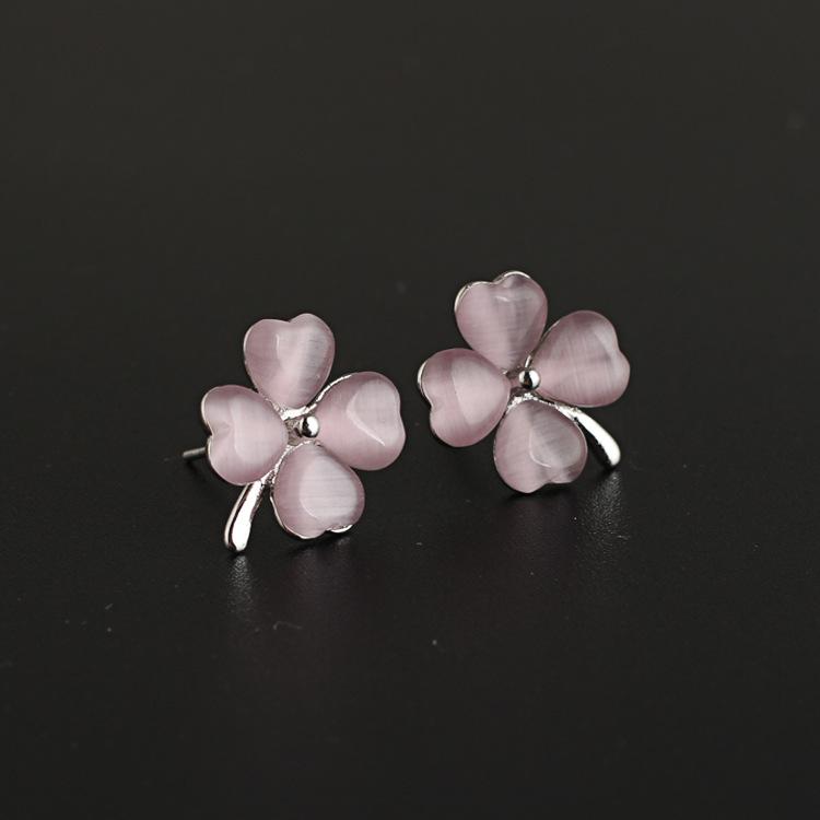 

Модные счастливые серьги с камнем кошачий глаз, серьги-клеверы из розового золота, зеленые женские серьги, студенческие украшения для девочек