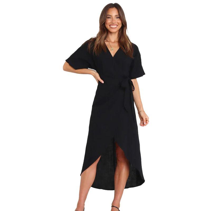 

Модное Классическое Формальное Платье Половина Рукава Повседневная Версия Новинка Платье-запа́х Миди Длины Длинное Платье Прилегающее Облегающее Элегантное Black S