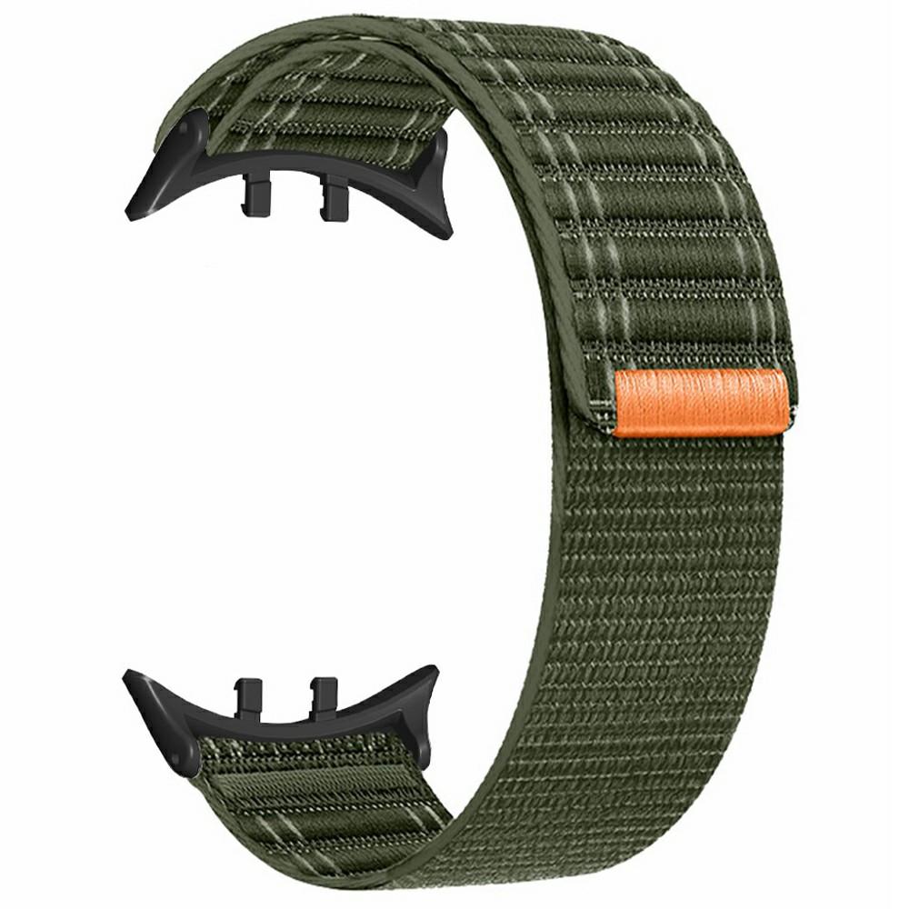

For vivo Watch 5/iQOO Watch 5 Watch Band Wave Pattern Nylon Strap with Black Connectors Army Green