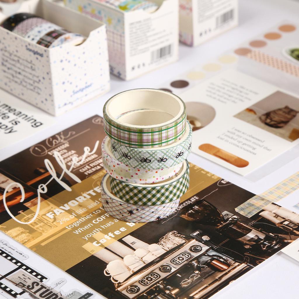 Qianmo Washi Tape Pack 5 Rolls Aesthetic Decorative Adhesive Tape for Journal Stickers DIY Supplies Bulk
