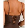 Sexy Coffee One Piece Swimsuit 2026 Women Hollow Out Metal Buckle Pleate Tummy Control Swimwear Beach Bathing Suit Monokini