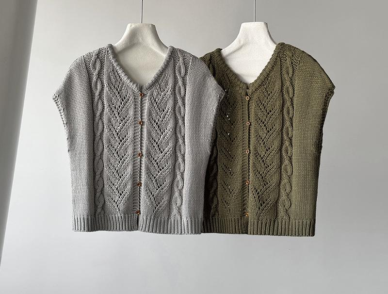 JuZhi Spring Knit Korean Style Loose Drop-Shoulder Sweater Vest Jacket