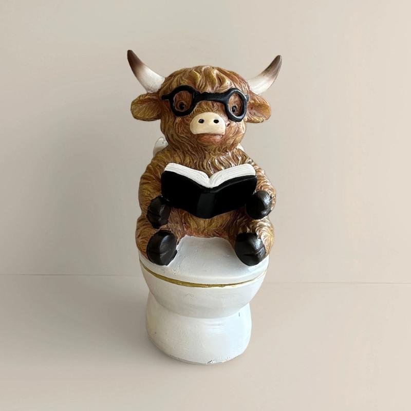 Quality Resin Statue Cow Sculpture With Detailed Texture Great Gift For Nature Lover And Collectors