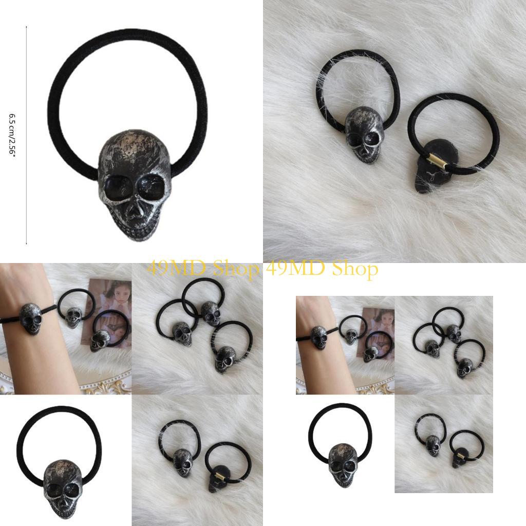 49MD Halloween Skull Hair Rope for Adult Female Punk Skull Head Hairband Festival Party Hair Band Women Hair Accessories