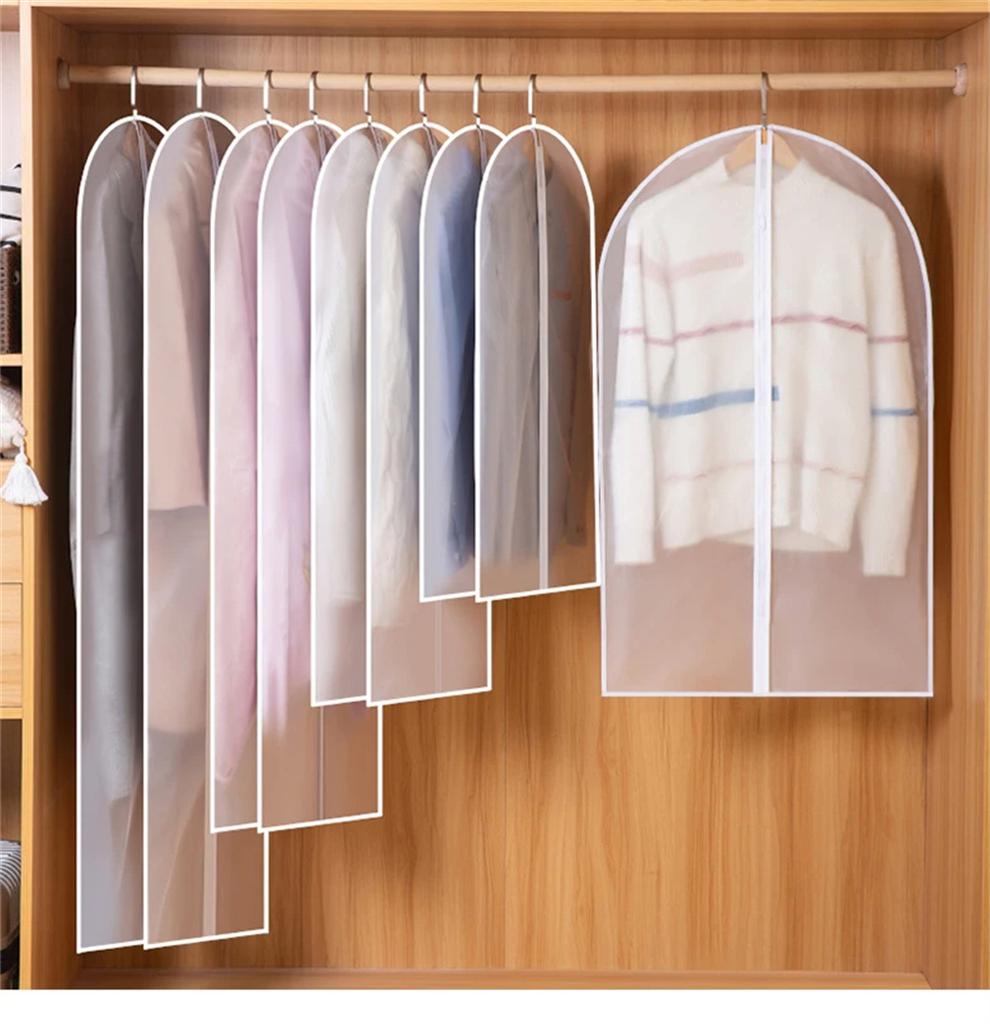 5PCS Dust Proof Garment Protector Cover Bag Fully Enclosed Clothes Cover with Zipper Clothes Bags Hanging Durable Storage Bag